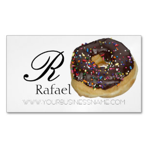 Bakery Donut Elegant Name Monogram Business Card Magnet