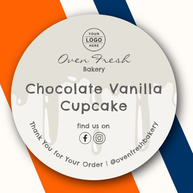 Bakery Drip Thank You Baked Goods Gray Classic Round Sticker (Creator Uploaded)