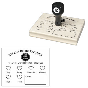 Bakery Food Allergy Alert Warning Rubber Stamp