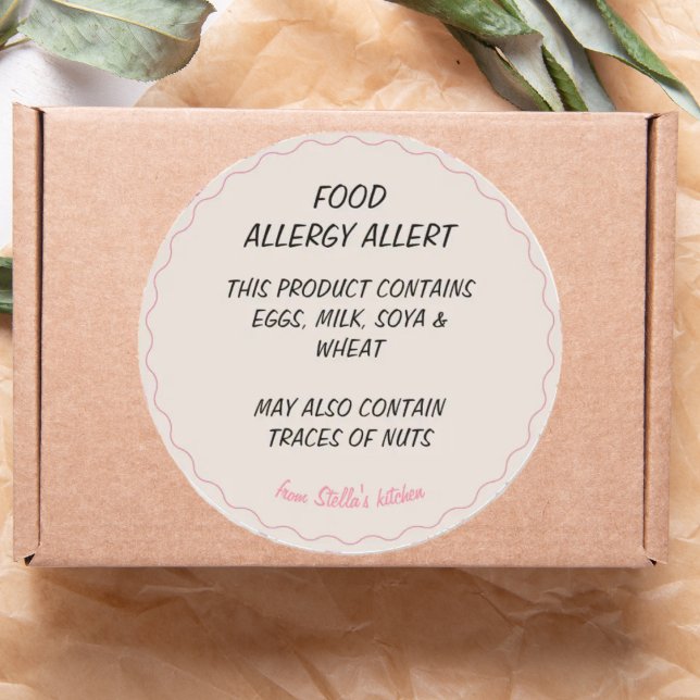 Bakery Food Allergy Allert Classic Round Sticker (Creator Uploaded)