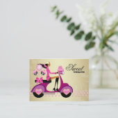 Bakery Gift Box Scooter Girl Pink Gold Cake Pops B Business Card (Standing Front)
