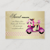 Bakery Gift Box Scooter Girl Pink Gold Cake Pops B Business Card (Back)