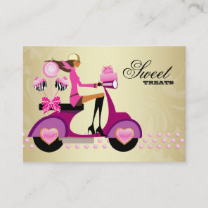 Bakery Gift Box Scooter Girl Pink Gold Cake Pops C Business Card