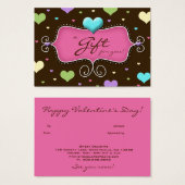 Bakery Gift Card Chocolate Hearts Pink (Front & Back)