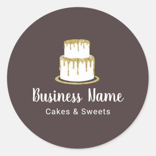 Bakery Gold Cake Logo Sweet Boutique Chef Elegant Classic Round Sticker