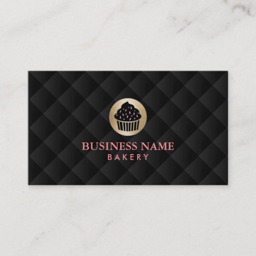 Bakery Gold Cupcake Logo Elegant Business Card