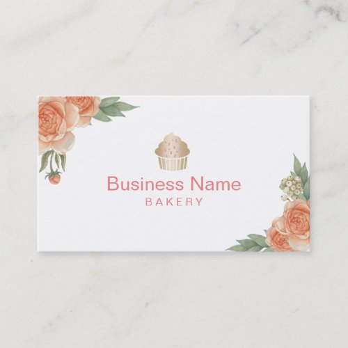 Bakery Gold Cupcake Logo Vintage Floral Business Card