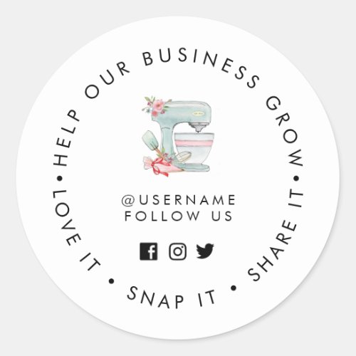 Bakery Help our Business Grow Social media Classic Round Sticker