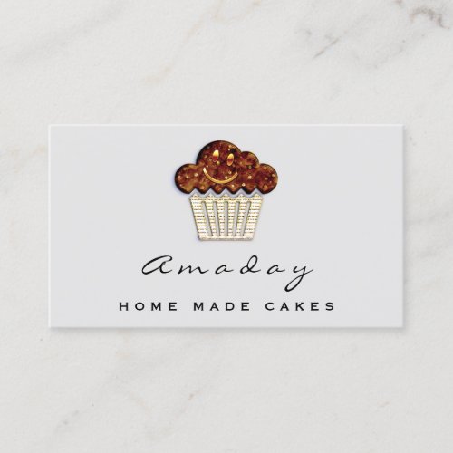  Bakery Home Made Cake Logo Muffin Smile Elegant Business Card