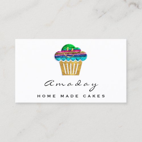  Bakery Home Made Cakes Logo Muffin Chicana Smile Business Card