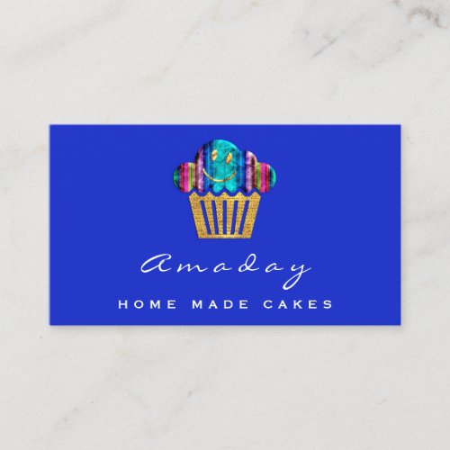  Bakery Home Made Cakes Logo Muffin Chicano Blue Business Card