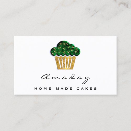  Bakery Home Made Cakes Logo Muffin Chicano Green Business Card