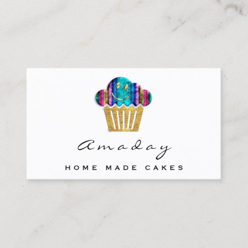 Bakery Home Made Cakes Logo Muffin Chicano White Business Card