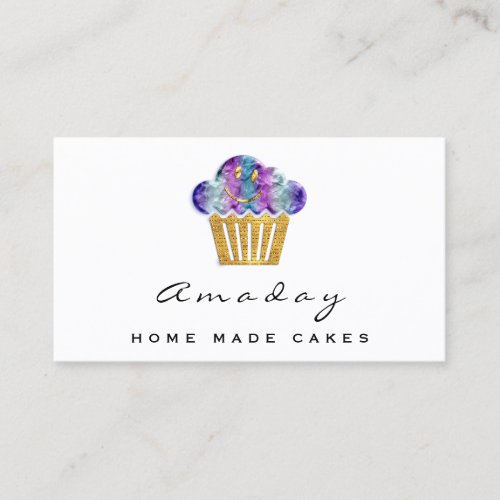  Bakery Home Made Cakes Logo Muffin Golden Smile  Business Card
