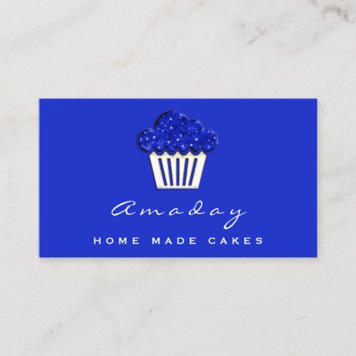  Bakery Home Made Cakes Logo Muffin Royal Blue Business Card