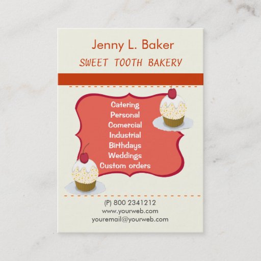 Customizable Bakery Homemade Cupcakes &amp; Confections Business Cards