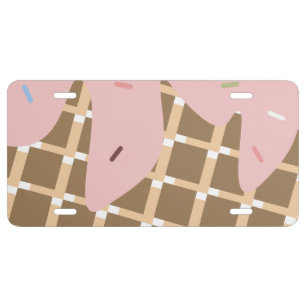 Bakery Ice Cream Dripping Frosting Waffle Pattern License Plate