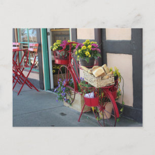 Bakery in Bicycle Basket At Solvang in Color Postcard