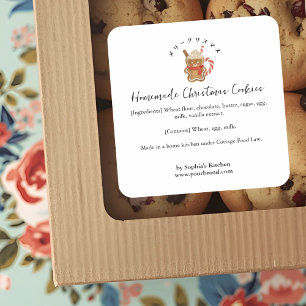 Bakery Ingredient Gingerbread Cookie Watercolor Square Sticker