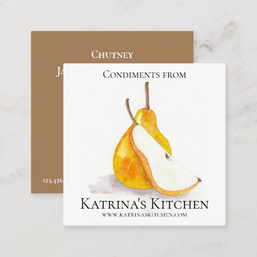 Bakery Kitchen Condiments Fresh Fruit Pear Pastry Square Business Card