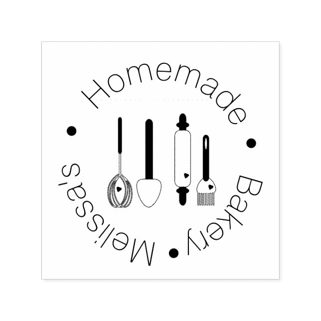 Bakery Logo Baking Utensils Homemade Cakes Self-inking Stamp (Design)