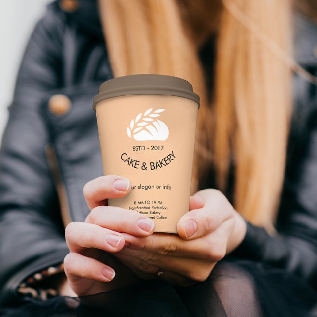 Bakery Logo Business Black Text Pink Modern Paper Cups (Bakery Logo Business Black Text Pink Modern Paper Cups)