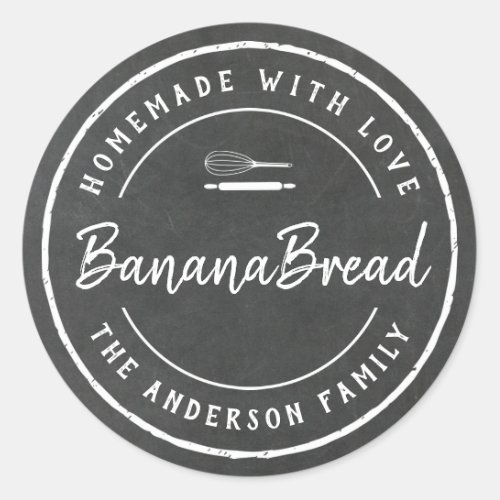 Bakery Logo Homemade Baking Gift Chalkboard Classic Round Sticker