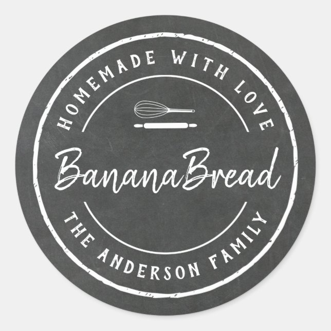Bakery Logo Homemade Baking Gift Chalkboard Classic Round Sticker (Front)