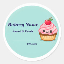 Bakery Logo Sticker - Custom Cute Cupcake Design