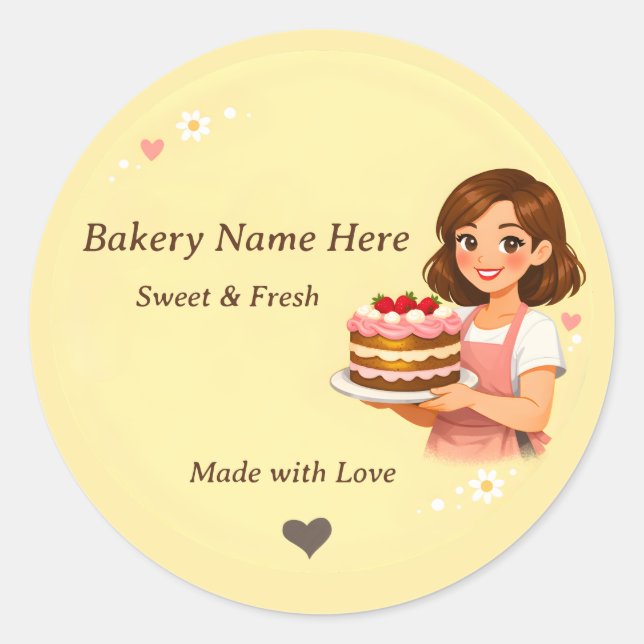 Bakery logo Sticker - Custom Pastry Chef design  (Front)