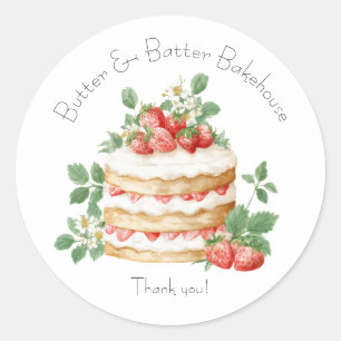 Bakery Logo Stickers, Strawberry Cake Label