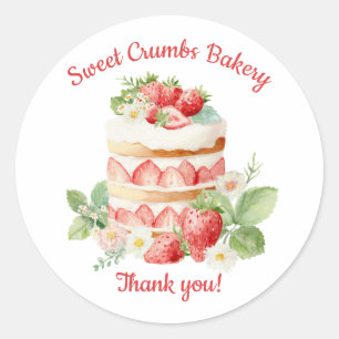 Bakery Logo Stickers, Strawberry Cake Label