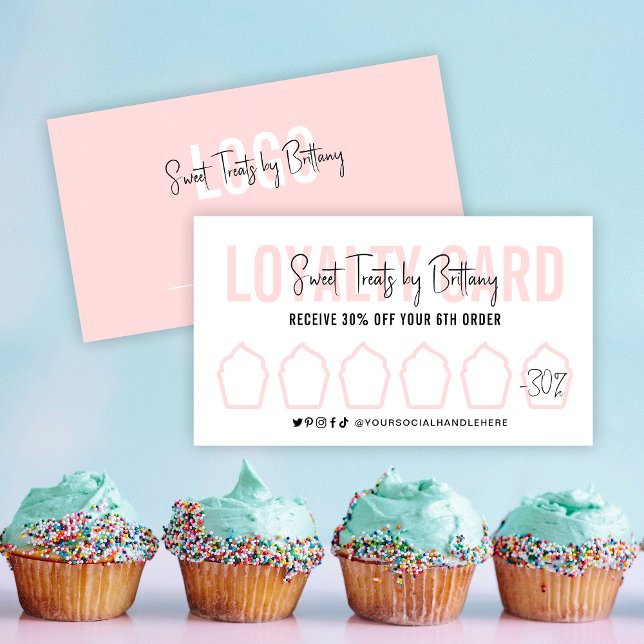 Bakery Loyalty Card Cupcake Feminine Modern Script (Creator Uploaded)