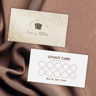 Bakery Loyalty Card Gold Glitter Bread Logo