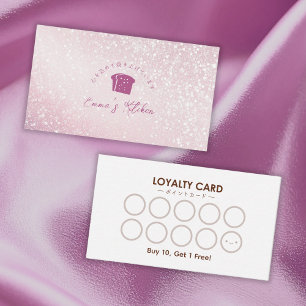 Bakery Loyalty Card Pink Glitter Bread Logo