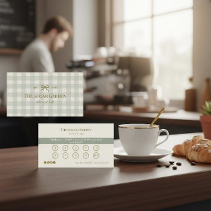 Bakery Loyalty Punch   Sage Green Customer Reward  Business Card