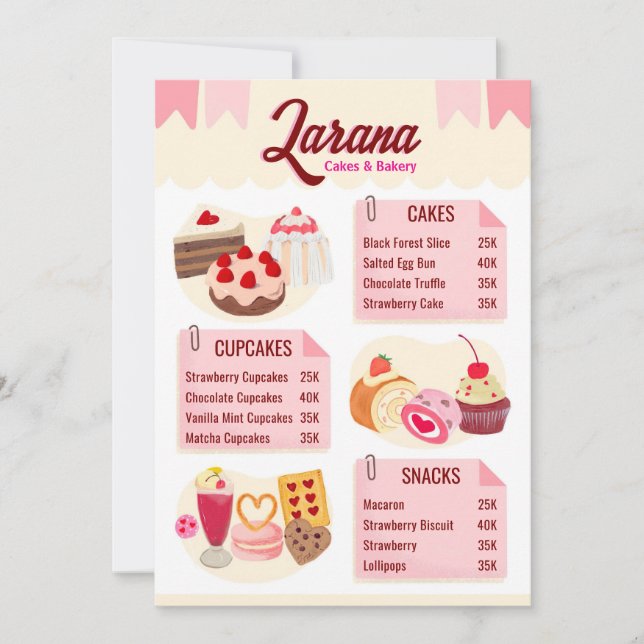 Bakery Menu Card (Front)
