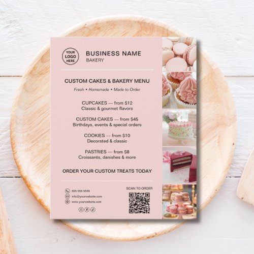 Bakery Menu Custom Logo QR Code Flyer