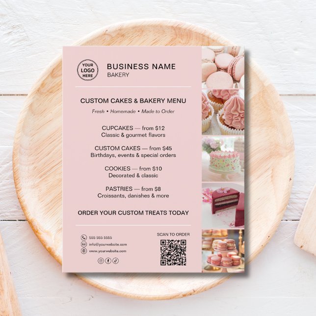 Bakery Menu Custom Logo QR Code Flyer (Bakery Menu Custom Logo QR Code Flyer)