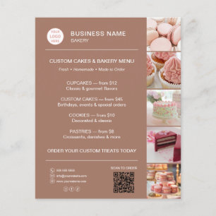 Bakery Menu Custom Logo QR Code Flyer