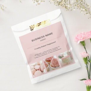 Bakery Minimal Pink Custom Photo Business Favor Bag