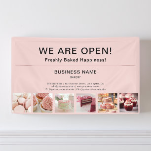 Bakery Minimal Pink Photo We Are Open Banner