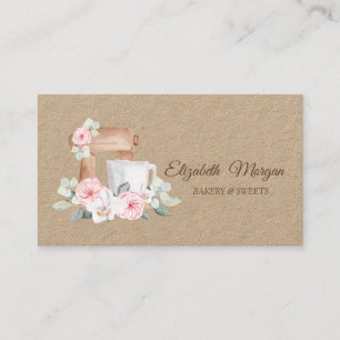 Bakery Mixer Flowers Kraft Business Card