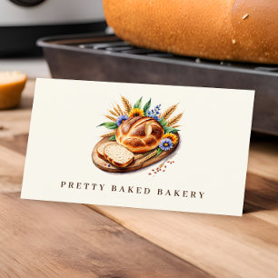 Bakery Modern Watercolor Bread Business Card