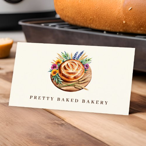 Bakery Modern Watercolor Bread  Business Card