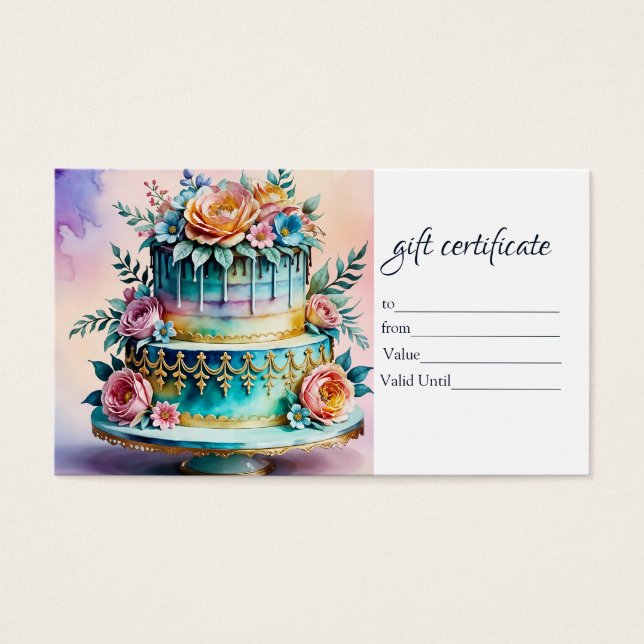 Bakery Monogram Logo Business Gift Certificate (Front)