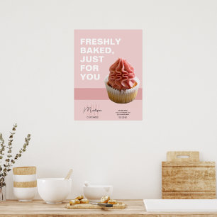 Bakery Monogram Logo Cupcake Photo Pink Poster