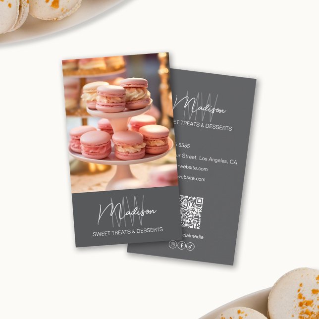 Bakery Monogram Logo Gray Business Card (Bakery Monogram Logo Gray Business Card)