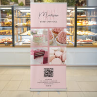 Bakery Monogram Logo Photo QR Business Pink