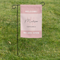 Bakery Monogram Logo Pink Welcome Sign Flag